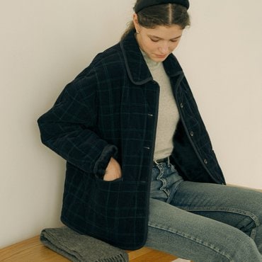 틸아이다이 [9/29 예약배송]Corduroy quilting detachable collar jumper_Navy