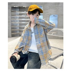 초등학생 남아용 보이 루즈핏 봄 가을 체크 셔츠