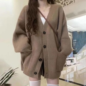 미니멀 [HH-E60] 여성 도톰 하찌니트 가디건 2컬러 옷자락 미니멀 심플