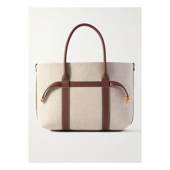 로로피아나 기에라 스몰 가죽 트리밍 캔버스 토트 뉴트럴 1647597349443822