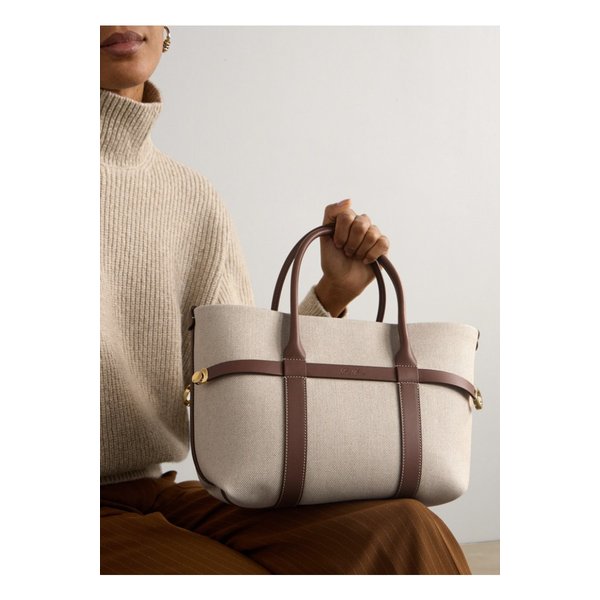 기에라 스몰 가죽 트리밍 캔버스 토트 뉴트럴 1647597349443822