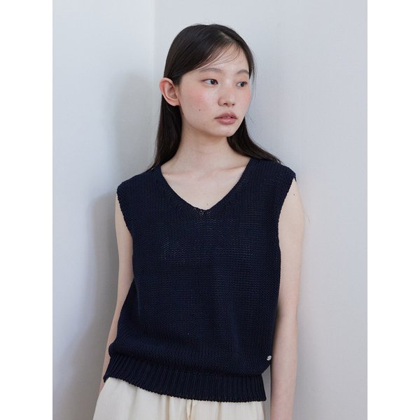 Tube cotton sleeveless knit_NAVY