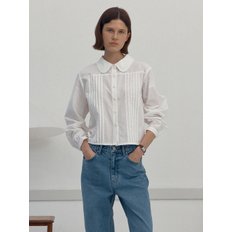 pintuck cropped shirt - ivory