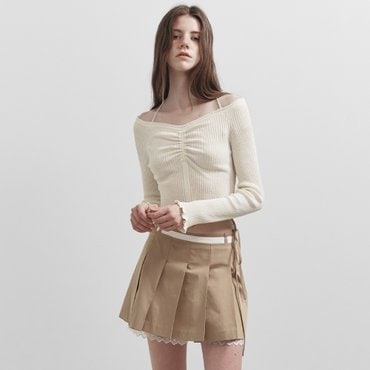 레이브 Off Shoulder String Knit in Ivory VK5SP114-03
