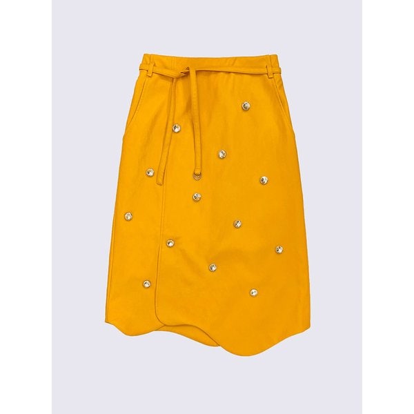 크리스탈 페이크 레더 스커트 (YELLOW)