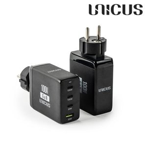 우니쿠스 공식판매점 GaN 100W USB PD 접지형 멀티 4포트 초고속 충전기 UNPD100W PD3.0 PPS