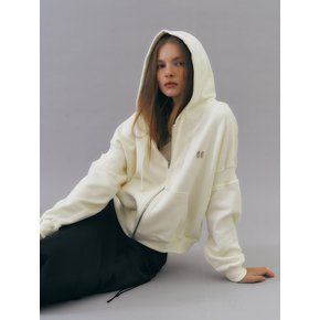 Logo cotton zip-up hoody (ivory)