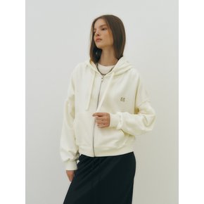 Logo cotton zip-up hoody (ivory)