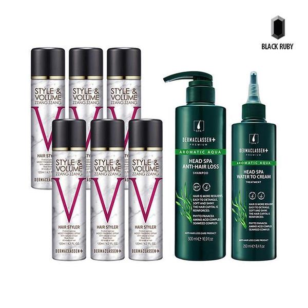 더마클라센 볼륨짱짱 흑채 스 프레이 자연갈색 120ml x6 + 헤드스파 샴푸 500ml + 트리트먼트 250ml(1)