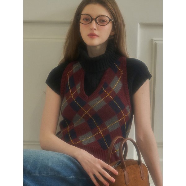 홀터넥 아가일 울 베스트 ( 2 colors )