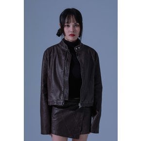 피그먼트 빈티지 비건 레더 자켓 브라운 PIGMENT VINTAGE VEGAN JACKET BR