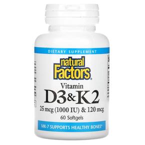 미국직구 Natural Factors 내추럴팩터스 비타민D3 1000IU K2 120mcg 60소프트젤