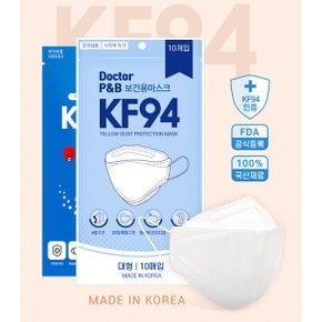 국산 KF94 닥터피앤비 마스크 화이트 100매 일회용 10매씩포장_P325117569