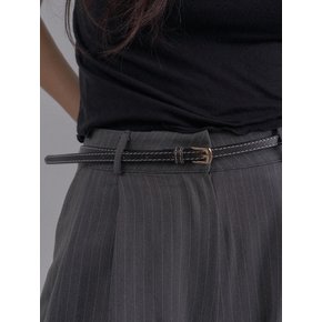 Stitch Slim Cow Belt_Black