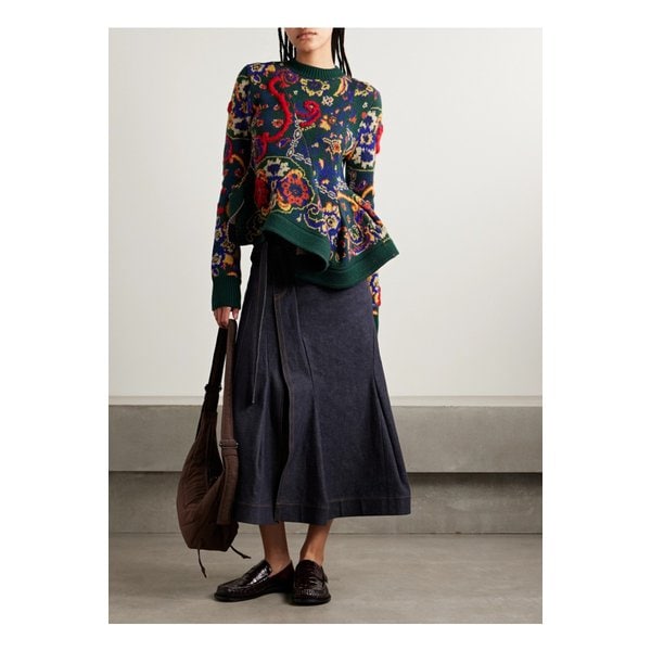 드레이프 자수 자카드 니트 울 스웨터 46376663162869326