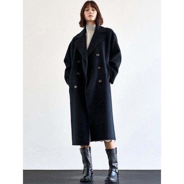 CASHMERE BLEND HANDMADE DOUBLE COAT_BLACK