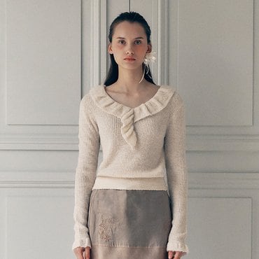 로라로라 FRILL COLLAR KNIT IVORY