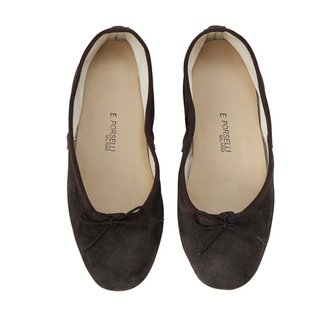 포셀리 Porselli Suede Leather Flat shoes_Dark Brown