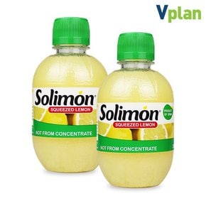브이플랜 솔리몬 스퀴즈드 레몬즙 2병 총 560ml 레몬 원액 주스 물 차