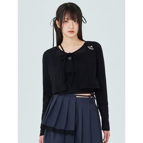 PAIR CARDIGAN IN BLACK (배색 크롭 가디건)