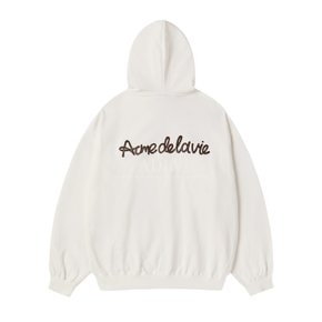 SCRIPT CHAIN NEEDLEWORK HOODIE ZIP UP  CREAM 스크립트체인니들워크 집업 크림