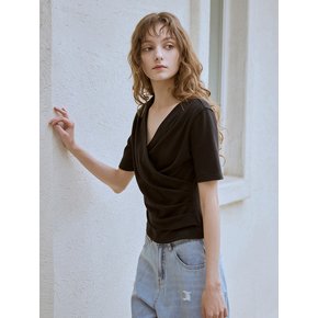 V-neck pintuck wrap t-shirts (2color)