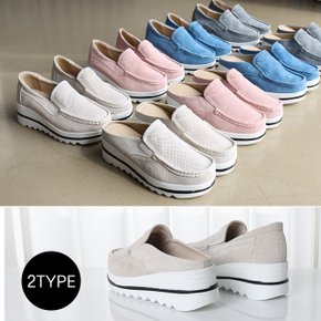 모디르 2TYPE 펀칭 통굽웨지 키높이 슬립온블로퍼 스니커즈(5cm)