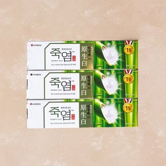 죽염 [1+1] 죽염 원생백 2X 펄화이트 치약 120g*3개입