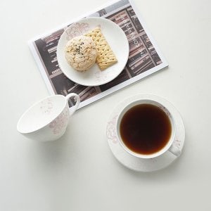 한국도자기 국화문 커피잔세트 4p
