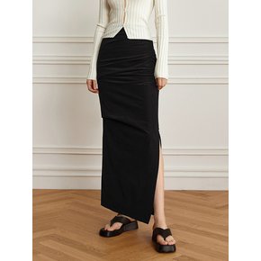 YY_Fancy side slit shirring skirt