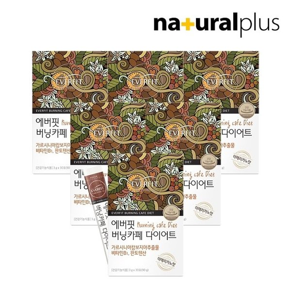 에버핏 버닝카페 다이어트 아메리카노맛 30포 6박스 / 수용성 가르시니아 체지방감소