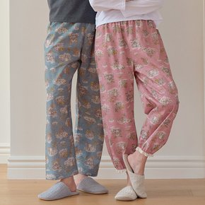 남성 여성 커플 순면 개버딘 9부 파자마 잠옷바지