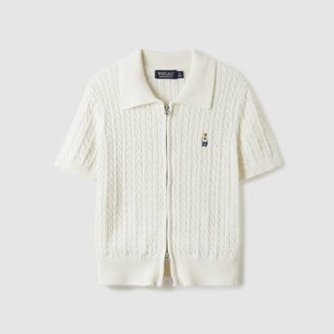 후아유 Steve Cable Short Sleeve Zip-upCardigan WHCKE2431F