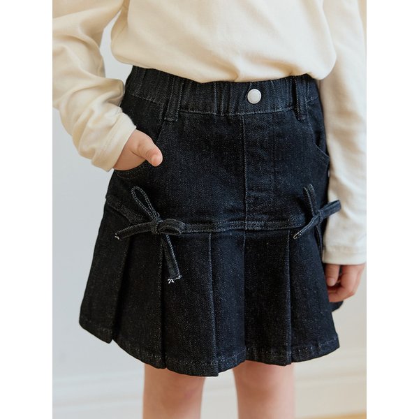 리본 데님 스커트