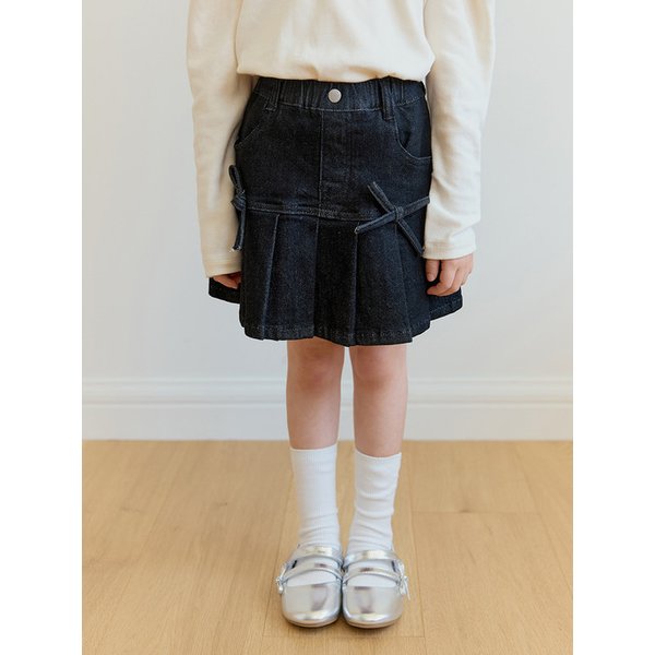 리본 데님 스커트