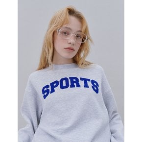 Sports Flocking Print Sweatshirt (LIGHT MELANGE GREY)