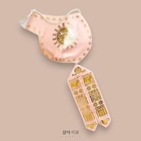 여아한복 모자 고급 전통 금박 도투락 조바위 분홍