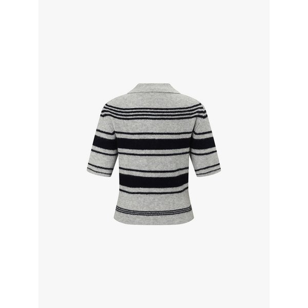 스트라이프 카라 니트 티셔츠 EMQ1KPO240