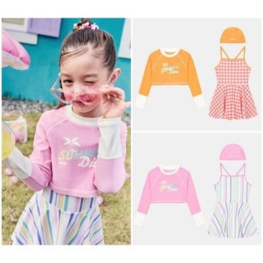 네파키즈 다이브 패턴 2IN1 래시가드 원피스 KK43009