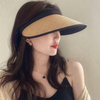 할인바이할인 [1+1] 황금비율 자외선차단 라탄 썬캡 와이드챙 밀짚모자 컬러3종
