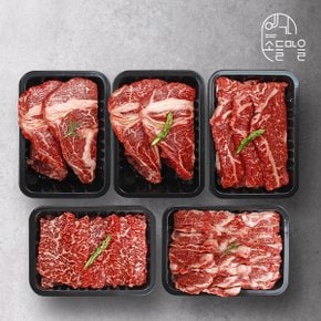 [냉장][예가소들마을] 프리미엄 한우 1+등급 구이세트 특1호 2.5kg (꽃등심2팩+채끝+살치살+특수부위/각 500g)