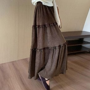차오 프릴레이스 코듀로이 밴딩 롱스커트_F5165