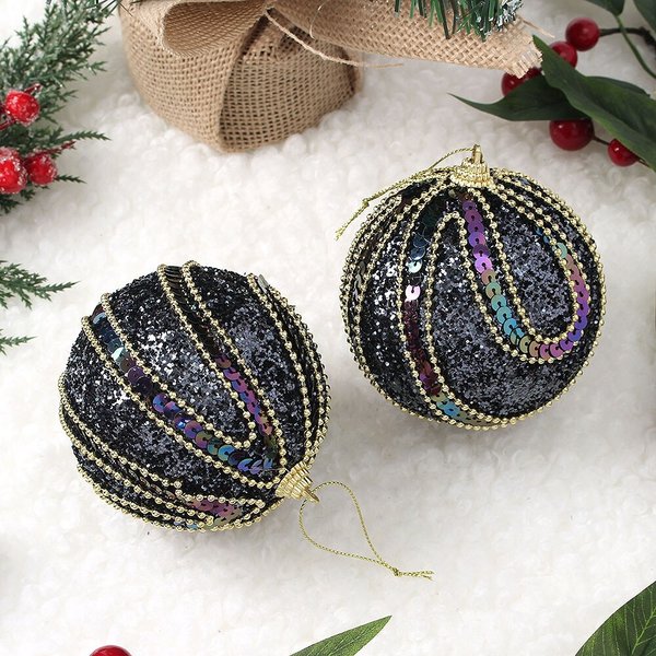 다크블루 글리터 장식볼 2p세트(10cm) (스팽클드레스)