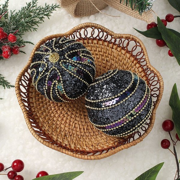 다크블루 글리터 장식볼 2p세트(10cm) (스팽클드레스)