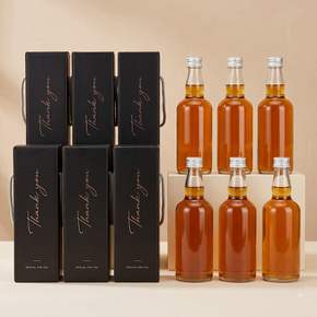 클래식 위스키 원형 유리병 375ml 6P + 은박 땡큐 선물상자 6P 감사선물