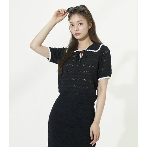 플라스틱아일랜드 [C]크로셰 리본카라 니트 (PR2KH561)