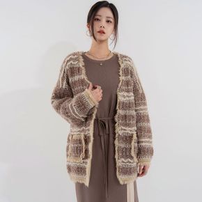 프린지 믹스 패턴 니트 가디건_P441517025