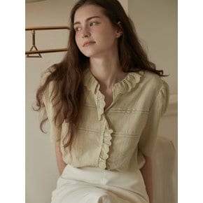 Lace collar vintage blouse - Pale green