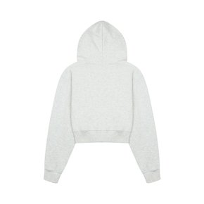 YK APPLIQUE CROP HOOD ZIP UP-OATMEAL