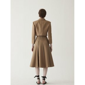 Cropped Wool Blend Tailored Jacket - Camel